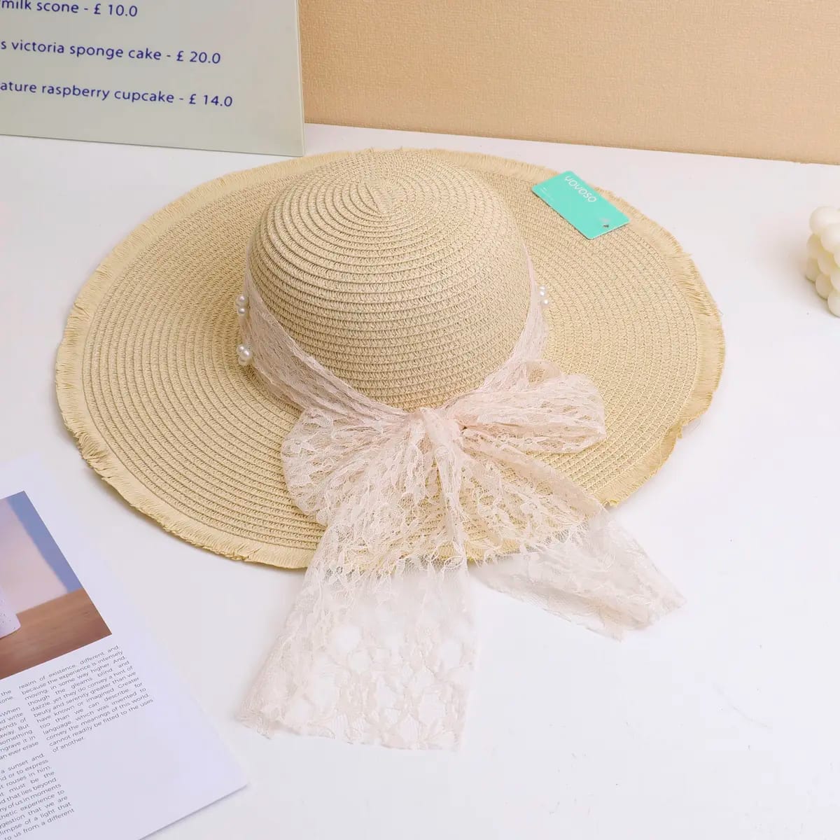 Sombrero de Paja con Ala Ancha Beige YOYOSO