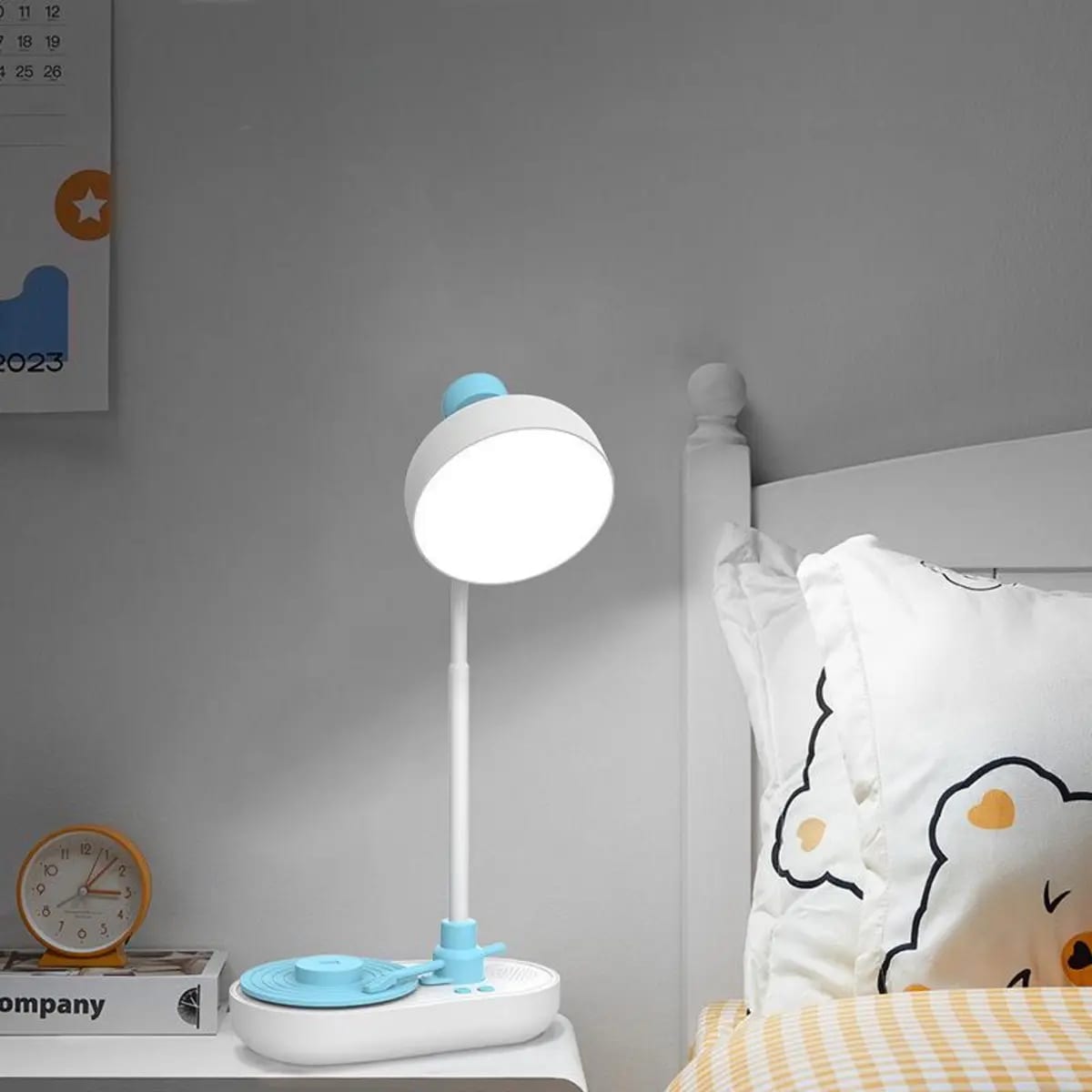 Lámpara Mesa con Reproductor de Vinilo Recargable Azul YOYOSO