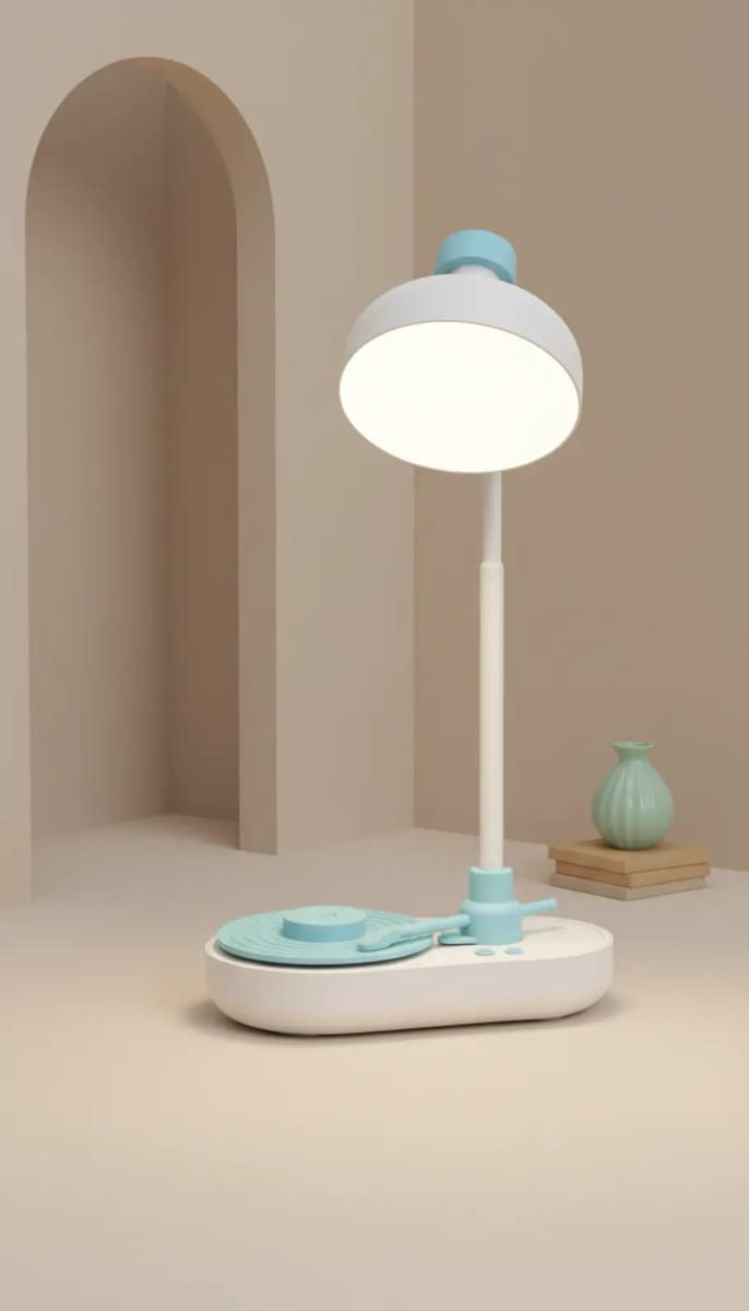 Lámpara Mesa con Reproductor de Vinilo Recargable Azul YOYOSO