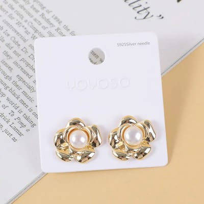 Aretes dorados en forma de flor para mujer YOYOSO