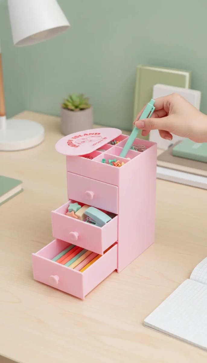 Caja de Almacenamiento Tres Capas Teddy Island x YOYOSO