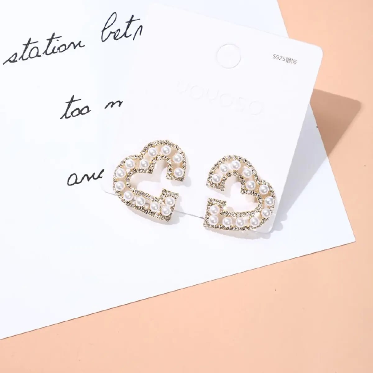 Aretes Dorados en Forma de Corazón para Mujer