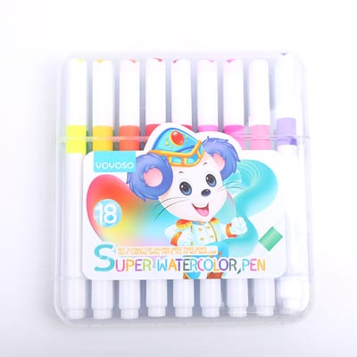 Estuche cerrado de marcadores de 18 colores con ilustración infantil en la portada