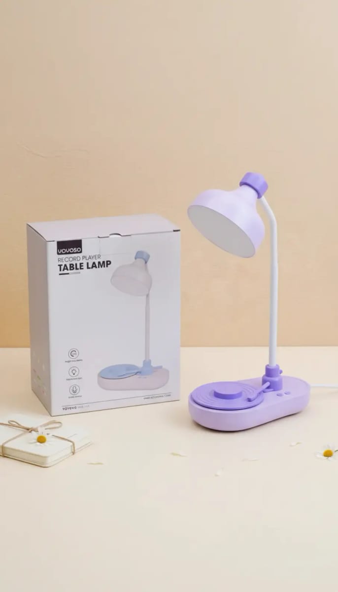 Lámpara de Mesa con Reproductor de Vinilo Recargable Morada YOYOSO