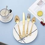 Elegante Set de Cubiertos Dorados 4pcs