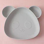 Plato de Silicona de Osito - Color Gris