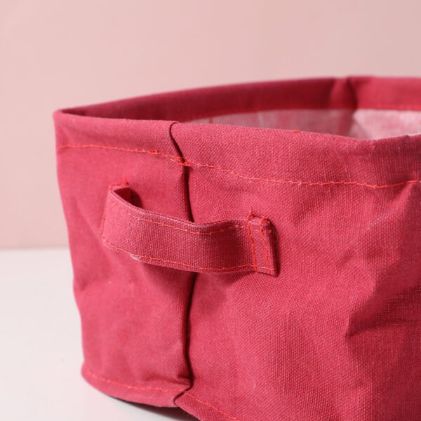 Caja Cuadrada de Almacenamiento de la Serie Navidad con Diseño de Cuadrícula - Roja - Imagen 3