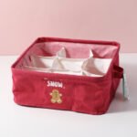 Caja Cuadrada de Almacenamiento de la Serie Navidad - Diseño de Cuadrícula Roja