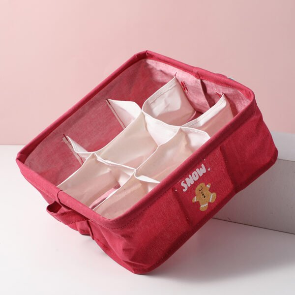 Caja Cuadrada de Almacenamiento de la Serie Navidad - Diseño de Cuadrícula Roja - Imagen 3