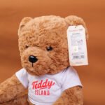 Muñeco de Peluche Oso Sentado con Camiseta Naranja TEDDY ISLAND - 35 cm (Color Oscuro) - Imagen 3