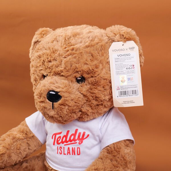 Muñeco de Peluche Oso Sentado con Camiseta Naranja TEDDY ISLAND - 35 cm (Color Oscuro) - Imagen 3