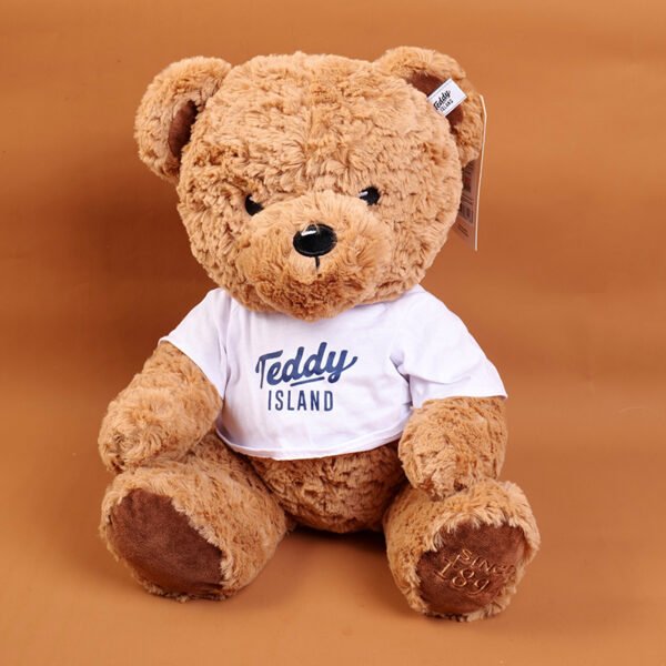 Muñeco de Peluche Oso Sentado con Camiseta Azul TEDDY ISLAND - 35 cm (Color Oscuro) - Imagen 4