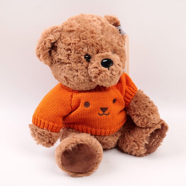Muñeco de Peluche Oso Sentado con Suéter Naranja TEDDY ISLAND - 25 cm (Color Oscuro) - Imagen 4