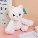 Muñeco de Peluche Gato Vintage Blanco - 23cm con Ojos de Plástico