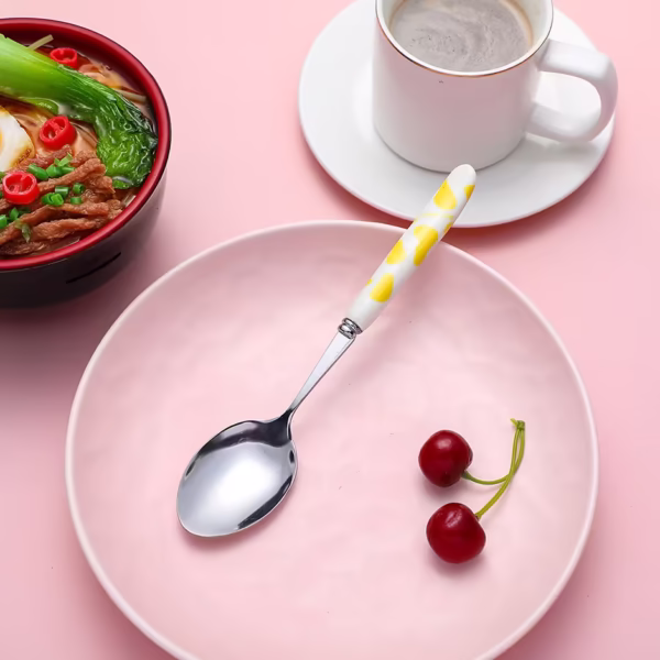 Cuchara con Mango de Cerámica Color Crema – Estilo Moderno y Sofisticado - Imagen 2