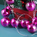 Guirnalda de Luces Navideñas Bola Copo de Nieve Rosa 2M