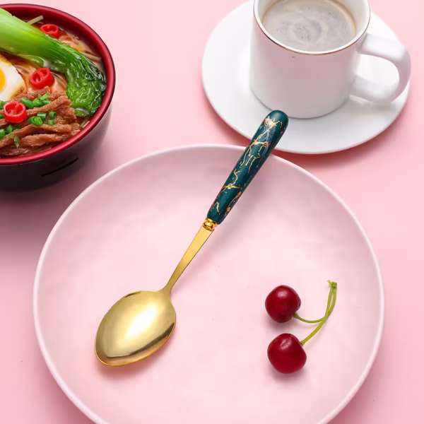 Cuchara con Mango de Cerámica Estilo Piedra – Diseño Elegante y Duradero - Imagen 3