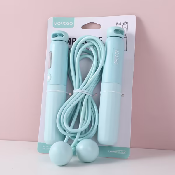 cuerda con contador Cuerda de Saltar con Contador Electrónico y Pelotas de Uso Dual – Azul - Imagen 1