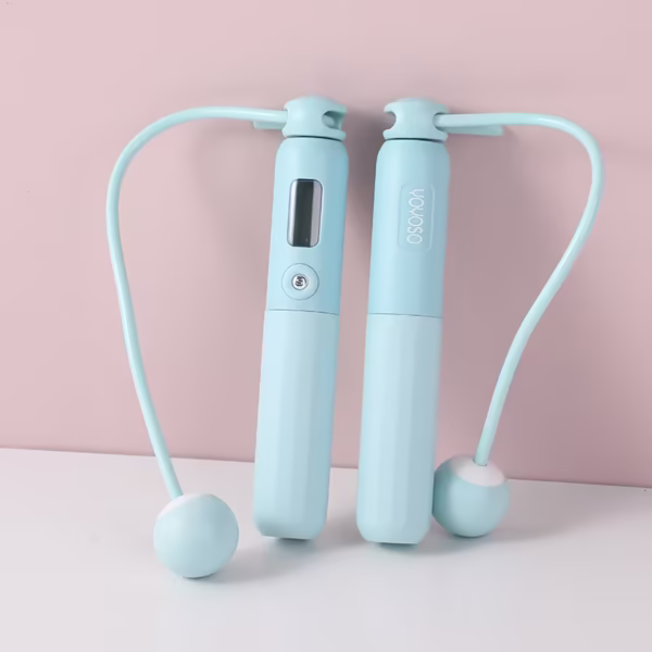 cuerda para saltar electrónica Cuerda de Saltar con Contador Electrónico y Pelotas de Uso Dual – Azul - Imagen 2