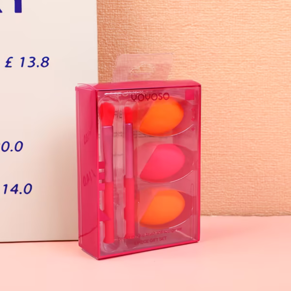 herramientas de belleza Set de Brochas de Maquillaje + Esponja Puff 5 Piezas - Imagen 1