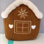 Almohada Decorativa Navideña Casa de Jengibre Marrón