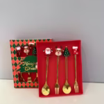 Set de Cucharas y Tenedores Navideños (4 Piezas)