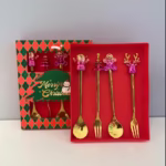 Set de Cucharas y Tenedores Navideños de Colores (4 Piezas)