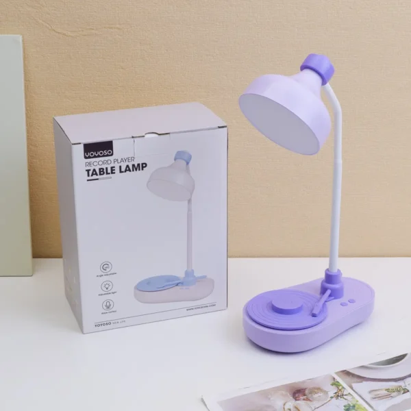Lámpara de Mesa con Reproductor de Vinilo Recargable Morada YOYOSO