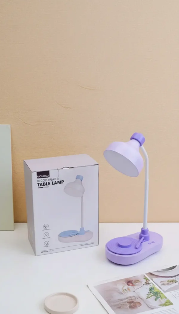 Lámpara de Mesa con Reproductor de Vinilo Recargable Morada YOYOSO