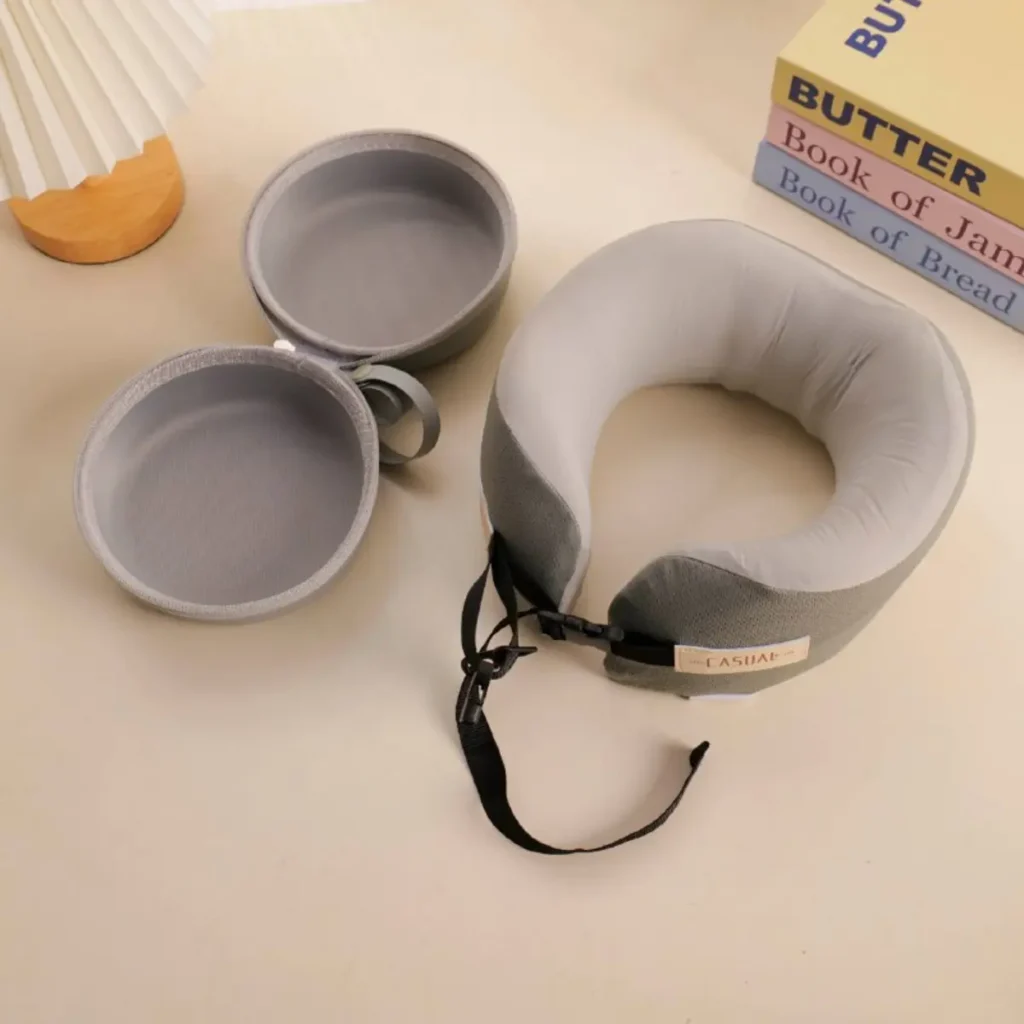 Almohada U en Color Sólido Gris Claro con Caja de Almacenamiento YOYOSO