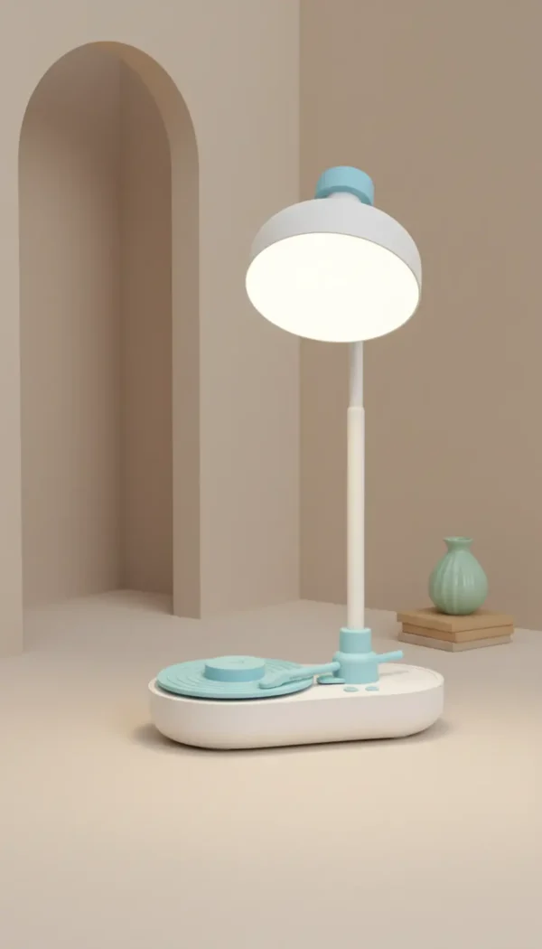 Lámpara Mesa con Reproductor de Vinilo Recargable Azul YOYOSO