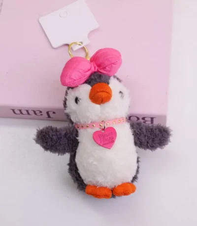 Llaveros de Pingüino Miniatura con Moño Rosa YOYOSO