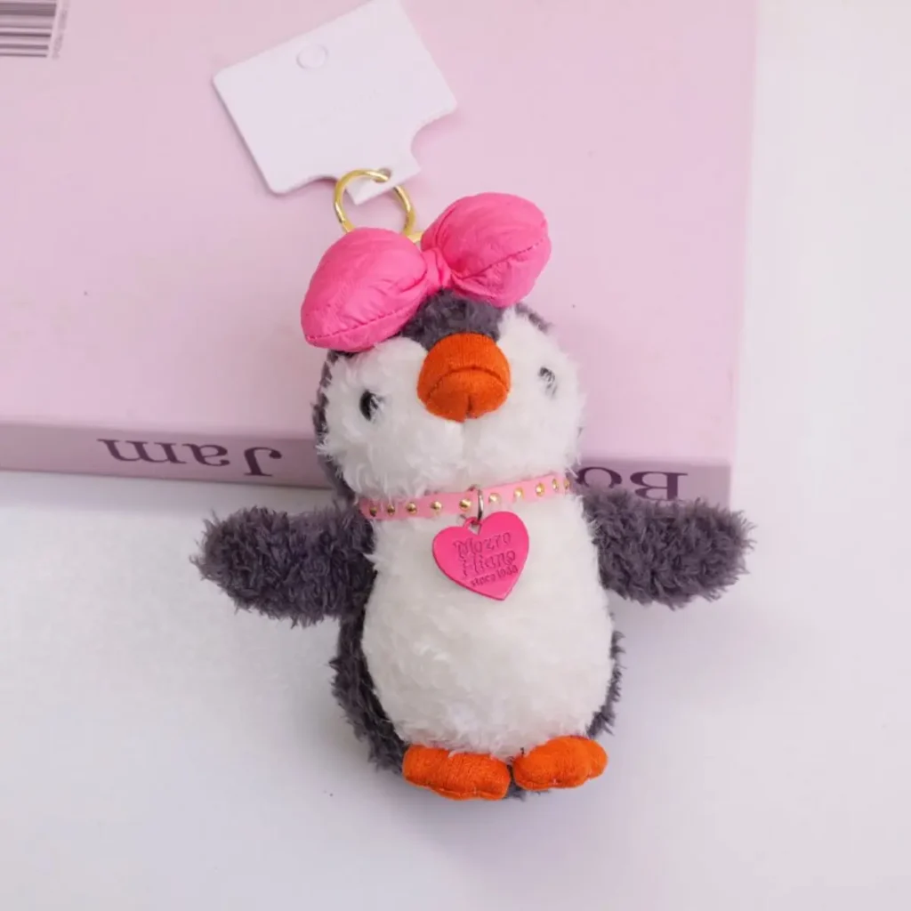Llaveros de Pingüino Miniatura con Moño Rosa YOYOSO