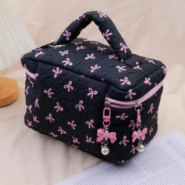 Bolsa de Maquillaje de Algodón tipo Bucket Negra - Imagen 3