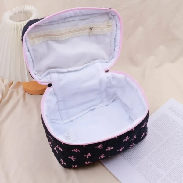Bolsa de Maquillaje de Algodón tipo Bucket Negra - Imagen 4