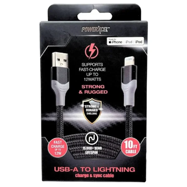 Cable Lightning trenzado de 10 pies para iPhone YOYOSO - Imagen 2